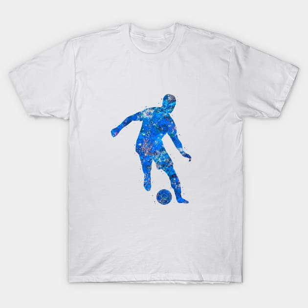 Soccer player blue art T-Shirt by Yahya Art